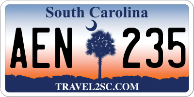 SC license plate AEN235