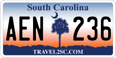 SC license plate AEN236