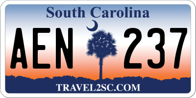 SC license plate AEN237