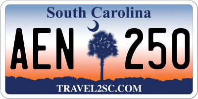 SC license plate AEN250