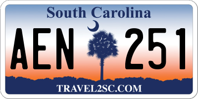 SC license plate AEN251