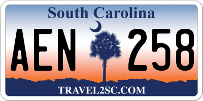 SC license plate AEN258