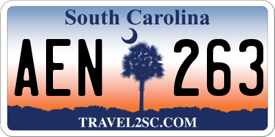 SC license plate AEN263
