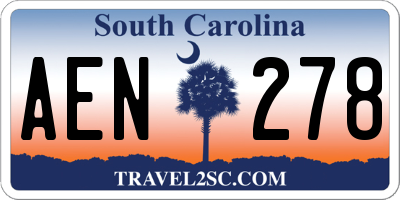 SC license plate AEN278