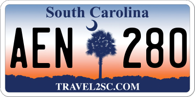 SC license plate AEN280