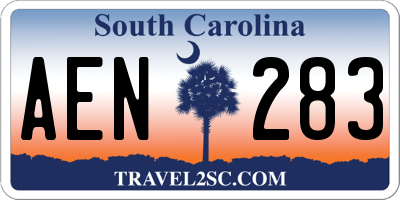 SC license plate AEN283