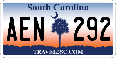 SC license plate AEN292