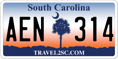 SC license plate AEN314