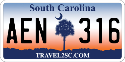 SC license plate AEN316