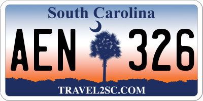 SC license plate AEN326