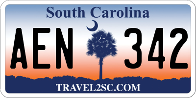 SC license plate AEN342