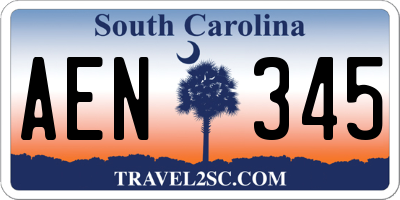 SC license plate AEN345