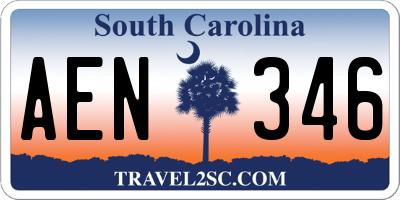 SC license plate AEN346