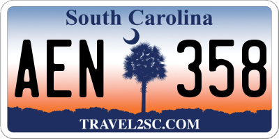 SC license plate AEN358