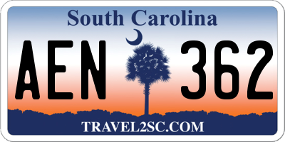 SC license plate AEN362