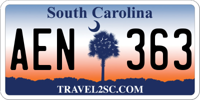 SC license plate AEN363