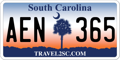 SC license plate AEN365
