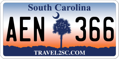 SC license plate AEN366
