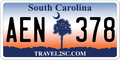 SC license plate AEN378