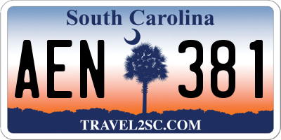SC license plate AEN381