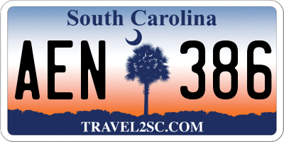 SC license plate AEN386
