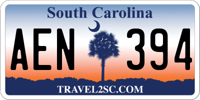 SC license plate AEN394