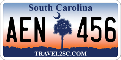 SC license plate AEN456