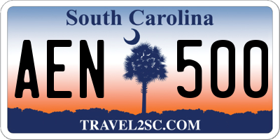 SC license plate AEN500