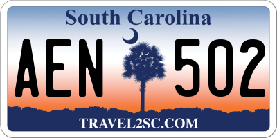SC license plate AEN502