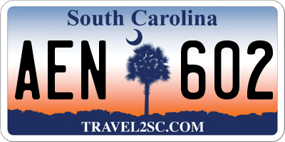 SC license plate AEN602
