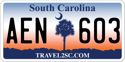 SC license plate AEN603