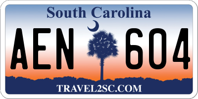 SC license plate AEN604