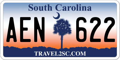SC license plate AEN622