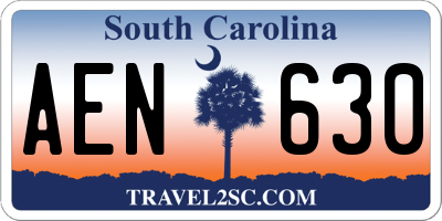 SC license plate AEN630