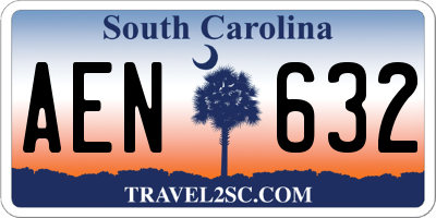 SC license plate AEN632