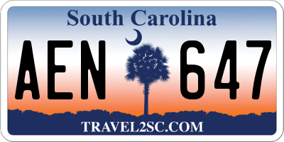 SC license plate AEN647