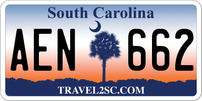 SC license plate AEN662