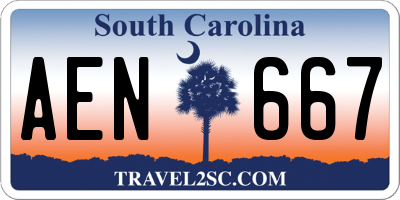 SC license plate AEN667