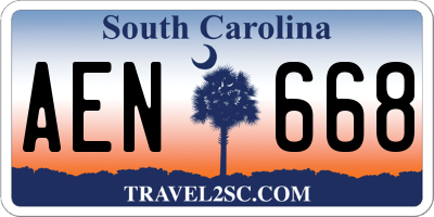 SC license plate AEN668