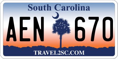 SC license plate AEN670