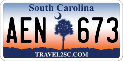 SC license plate AEN673