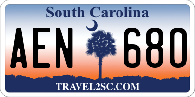 SC license plate AEN680