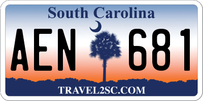 SC license plate AEN681