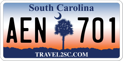 SC license plate AEN701