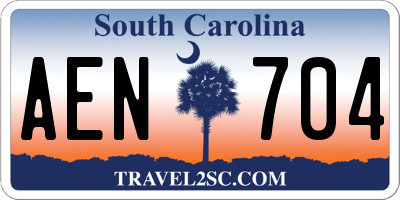 SC license plate AEN704