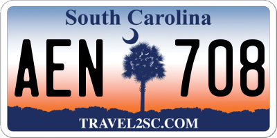 SC license plate AEN708