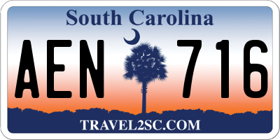 SC license plate AEN716