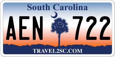 SC license plate AEN722