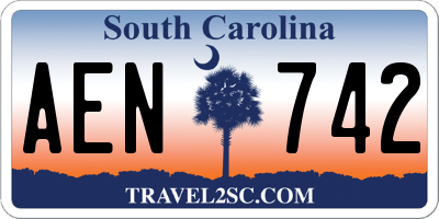 SC license plate AEN742