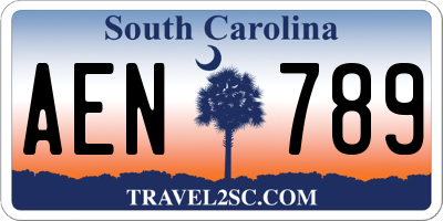 SC license plate AEN789